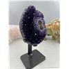 Image 2 : 7.5 X 3 INCH  HIGH GRADE URUGYAN UNIQUE AMETHYST CLUSTER ON METAL STAND