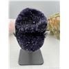 Image 1 : 7 X 3.5 INCH  HIGH GRADE URUGYAN AMETHYST CLUSTER ON METAL STAND