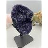 Image 2 : 7 X 3.5 INCH  HIGH GRADE URUGYAN AMETHYST CLUSTER ON METAL STAND