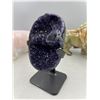 Image 3 : 7 X 3.5 INCH  HIGH GRADE URUGYAN AMETHYST CLUSTER ON METAL STAND