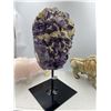 Image 2 : 12 X 5.3 INCH  AMETHYST WITH ORANGE CALCITE  CRYSTAL ON STAND UNIQUE FORMATION  HIGH GRADE
