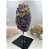 Image 3 : 12 X 5.3 INCH  AMETHYST WITH ORANGE CALCITE  CRYSTAL ON STAND UNIQUE FORMATION  HIGH GRADE