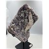 Image 2 : 13  X 9 INCH  AMETHYST WITH SUGAR COATED CALCITE ON STAND FROM BRAZIL