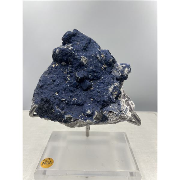 7 X 10 INCH BLUE BERRY  WITH CALCITE SPECIMEN ON STAND