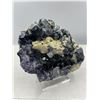 Image 2 : 5 X 7 1/2 INCH RARE PURPLE AND GREEN FLUORITE SPECIMEN ON STAND