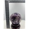 Image 10 : 16 INCH CIRCUMFERENCE AMETHYST SPHERE WITH CALCITE  FROM BRAZIL