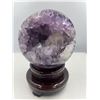 Image 1 : 16 INCH CIRCUMFERENCE AMETHYST SPHERE WITH CALCITE  FROM BRAZIL