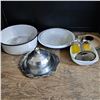 Image 2 : Vintage Kitchenware - Enamel, Pyrex Milk Glass, Butter Dish