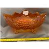 Image 1 : Rare - Northwood Pumpkin Marigold Grape + Cable 4 Footed Banana Boat Carnival Glass – Circa