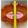 Image 3 : Rare - Northwood Pumpkin Marigold Grape + Cable 4 Footed Banana Boat Carnival Glass – Circa