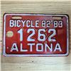 Image 1 : Bicycle licence plate 1982-83 altona