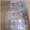 Image 1 : 3 canadian 1986 2 dollar bills