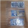 Image 1 : 3 canadian 1986, 2002,2006- 5 dollar bills