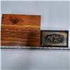Image 1 : 2 wooden boxes 1 with elephants on it