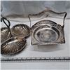 Image 2 : stinlees steel plate, silver flower basket and shell serving tray