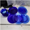 Image 1 : Blue glassware- pitcher and plates