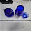 Image 2 : Blue glassware- jar and vases
