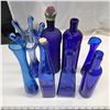 Image 1 : Blue glassware- decanters and vases
