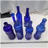 Image 1 : Blue glassware- various decanters