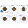 Image 1 : 1940, 1941, 1943, 1947 (Low Maple Leaf),1947 (High Maple Leaf) Canadian One Cent.