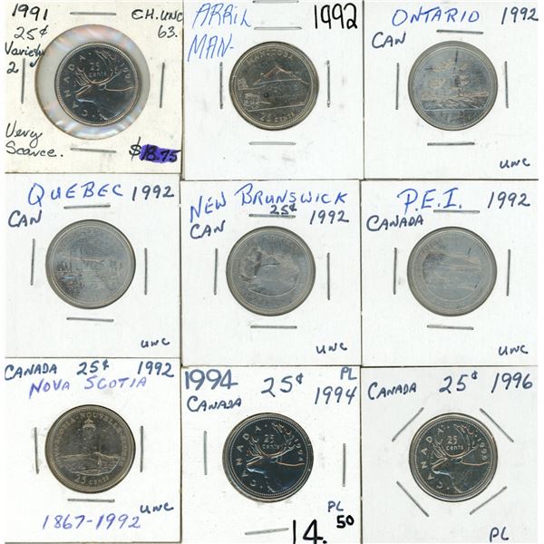 1991, 1992(April Man), 1992(Ontario), 1992(Quebec), 1992(New Brunswick),  1992(P.E.I.), 1992(Nova Sc