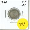 Image 1 : 1932 Canadian Silver Ten Cents