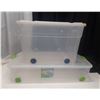 Image 1 : (2) Sterilite Clear Storage Container with Wheels. (One is 47L and one is approx 60L)