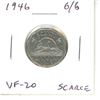 Image 1 : 1946 6/6 Canadian Nickel 5 Cents VF-20 scarce