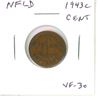 Image 1 : Newfoundland. 1943c Small Cent. Minted in Ottawa because of World War II. VF-30.