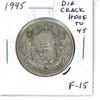 Image 1 : 1945 Canadian Silver 50 Cents. The Reverse has a Die Crack from the Hoof to 45. F-15.