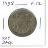 Image 1 : 1938 Canadian Silver 50 Cents. Key Date with only 192,018 minted. F-12.