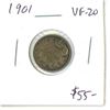 Image 1 : 1901 Canadian Victorian Silver 10 Cents. Last issue of Queen Victoria. VF-20.