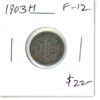 Image 1 : 1903H Canadian Silver 10 Cents. Heaton Mint. F-12.