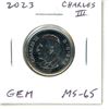 Image 1 : 2023 King Charles III Canadian 25 Cents. First issue of the new king. Gem MS-65
