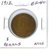Image 1 : 1912 Canadian Large Cent. EF-40 with all 8 pearls