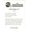 Image 2 : Glen Suiter, Saskatchewan Roughriders Safety CFL card. 1991 Royal Studios. Mint.