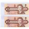 Image 1 : (2) Canadian 2 Dollar Bills Ottawa 1986