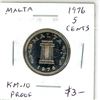 Image 1 : 1976 Malta KM-10 Proof 5 Cent coin