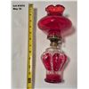 Image 2 : Red oil lamp with red stubby chimney.  Complete with wick
