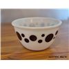 Image 1 : 1960's Vintage Hazel Atlas Brown Polka Dot White Milk Glass Mixing/Nesting Bowl.  Belongs to the pol