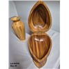 Image 3 : Unique Wood Carved Nut bowl with Hinged Lid and Wood Lathed Cedar Vase