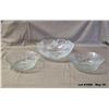 Image 1 : Lot of 3 Frosted Glass Serving Bowls.  Thick Glass with 3D Flower Designs.