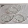 Image 7 : Lot of 3 Frosted Glass Serving Bowls.  Thick Glass with 3D Flower Designs.
