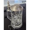 Image 2 : Vintage Domex Ducks Beer Stein. Germany. Ornate Pewter lid.  Etched glass-wildlife art.