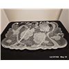 Image 1 : Laura Glass Rose Garden Divided Platter Frosted/Clear. Japan 1990's. Very thick glass. Large.