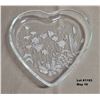 Image 3 : Heart Shaped Glass Serving Dish with Frosted Flower 3D Art Design. No markings, but similar to Cinde