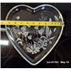 Image 5 : Heart Shaped Glass Serving Dish with Frosted Flower 3D Art Design. No markings, but similar to Cinde