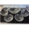 Image 1 : Vintage KIG Clear Embossed Grapes & Leaves Salad Bowl Set - (1) Large Bowl and (6) Small Bowls