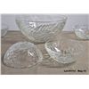 Image 3 : Vintage KIG Clear Embossed Grapes & Leaves Salad Bowl Set - (1) Large Bowl and (6) Small Bowls
