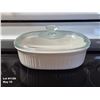 Image 1 : Corningware "French White" Stoneware Baking Dish with Clear Glass Lid 2 1/2 qt - 2.3L